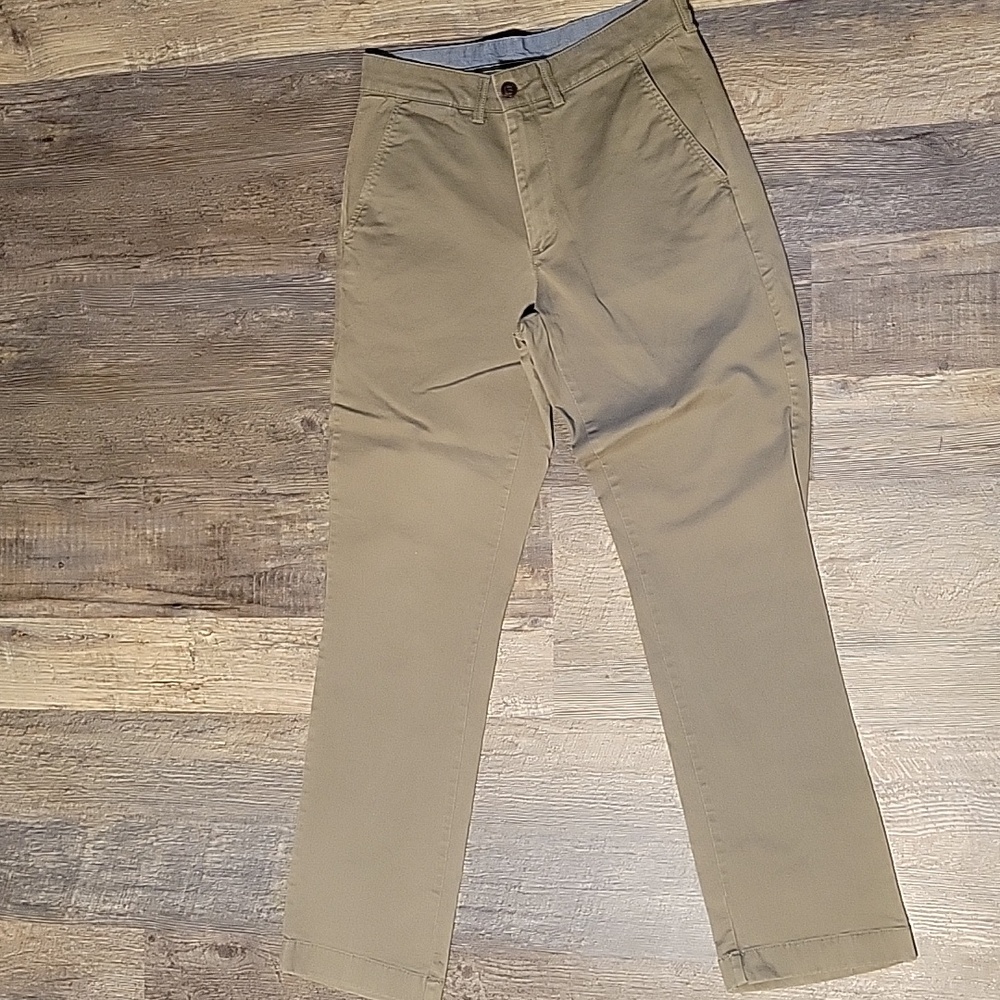 L.L. Bean, Lakewashed Stretch Khakis, Standard Fit, Straight Leg, Olive Grey